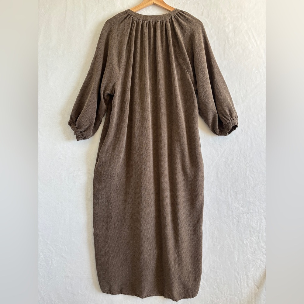 neve & hawk brown textured midi dress size small - Picture 9 of 10